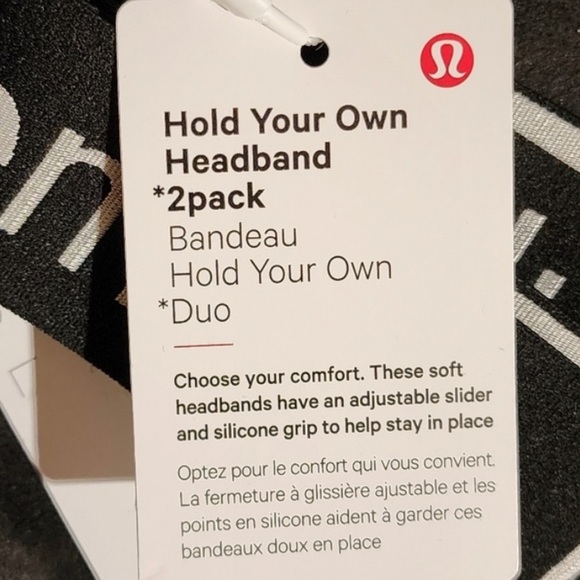 LULULEMON Hold Your Own Black & White Headbands Adjustable One Size (Two pieces) - Picture 12 of 14
